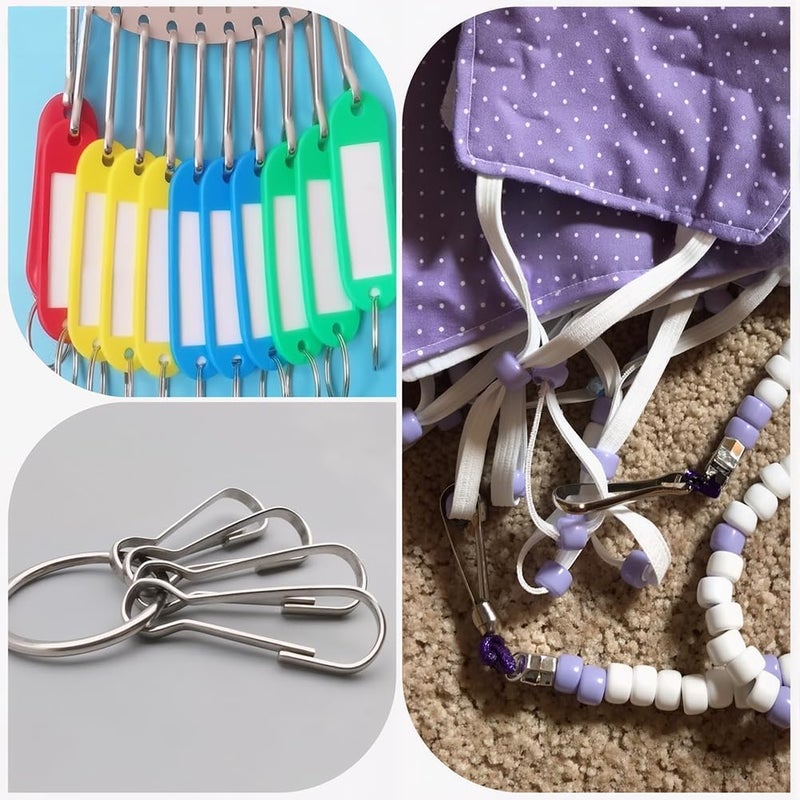 SOFPLATE 1 Box 50 Pack Lanyard Snap Spring Hooks Metal Snap Hooks 1.18 Inch Stainless Steel Silver Flag Pole Gourd Gate Push Hanging Buckles for DIY Lanyard Keychain ID Cards Purse Curtain Crafts - Image 4